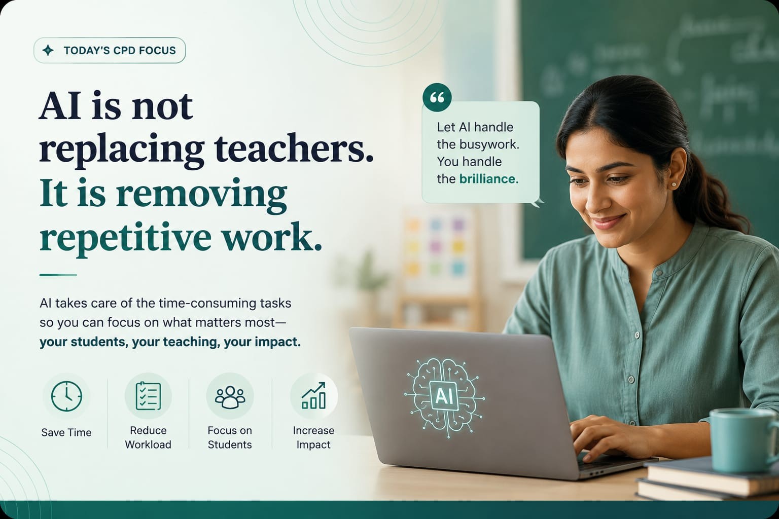 Guide showing how AI can reduce repetitive teacher workload